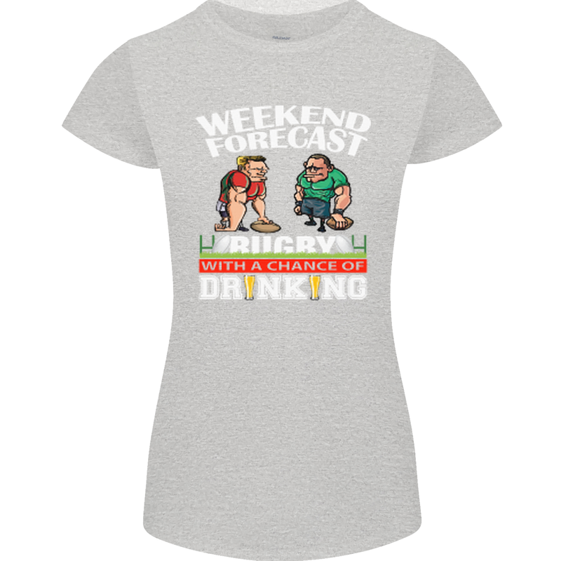 Weekend Forecast Rugby Funny Beer Alcohol Womens Petite Cut T-Shirt Sports Grey