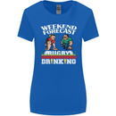 Weekend Forecast Rugby Funny Beer Alcohol Womens Wider Cut T-Shirt Royal Blue
