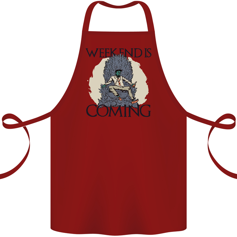 Weekend Funny Beer Cider Wine Alcohol Gin Cotton Apron 100% Organic Maroon