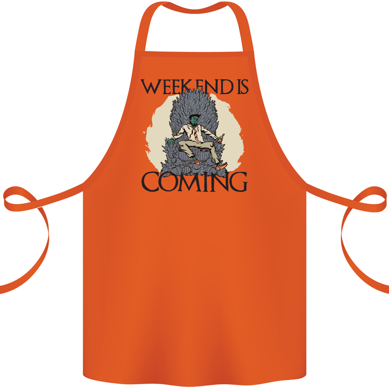 Weekend Funny Beer Cider Wine Alcohol Gin Cotton Apron 100% Organic Orange