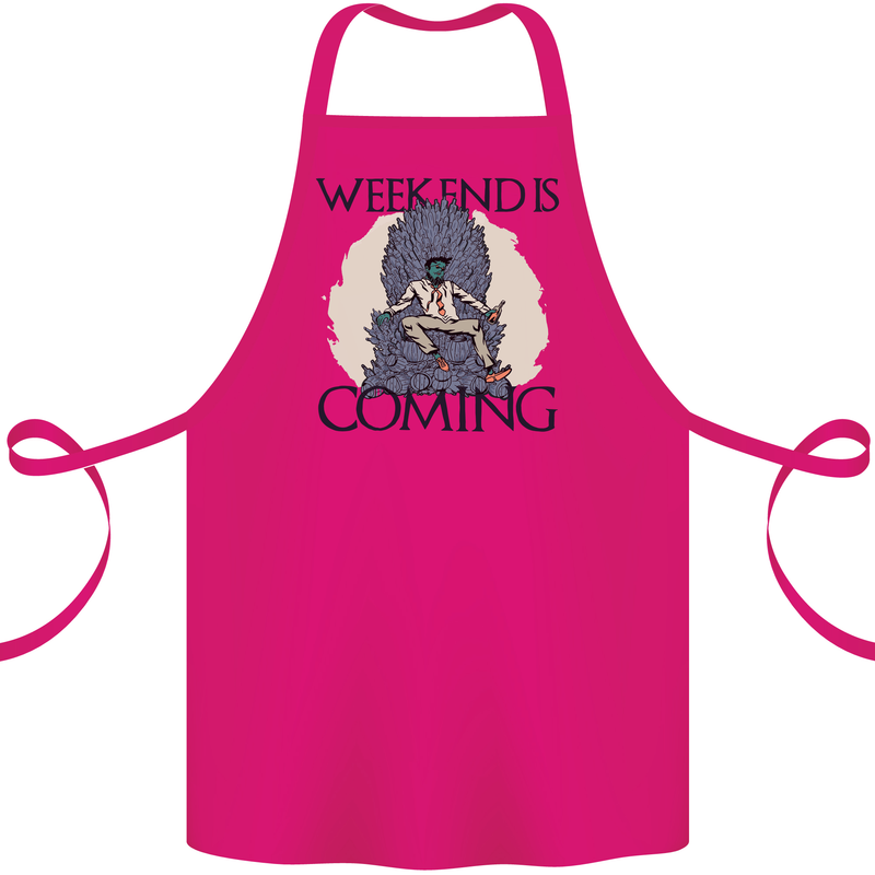 Weekend Funny Beer Cider Wine Alcohol Gin Cotton Apron 100% Organic Pink