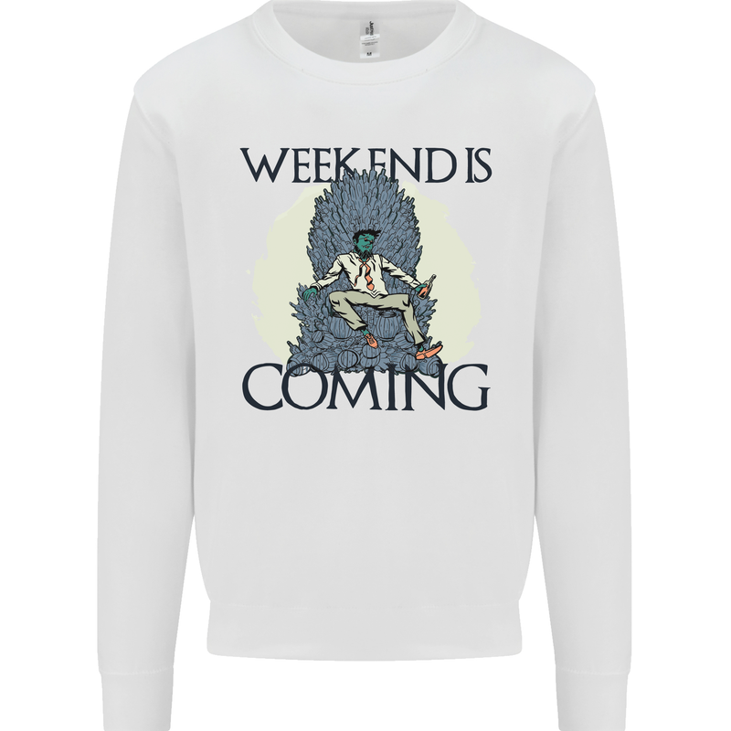 Weekend Funny Beer Cider Wine Alcohol Gin Kids Sweatshirt Jumper White