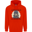 Weekend Funny Beer Cider Wine Alcohol Gin Mens 80% Cotton Hoodie Bright Red