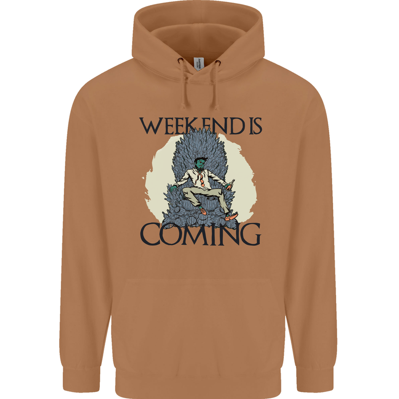Weekend Funny Beer Cider Wine Alcohol Gin Mens 80% Cotton Hoodie Caramel Latte