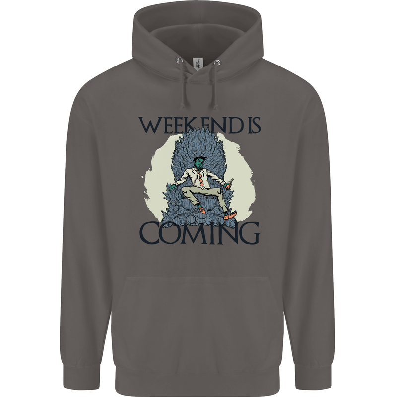 Weekend Funny Beer Cider Wine Alcohol Gin Mens 80% Cotton Hoodie Charcoal