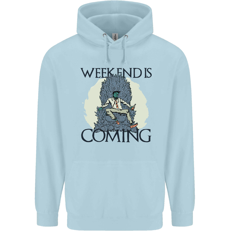 Weekend Funny Beer Cider Wine Alcohol Gin Mens 80% Cotton Hoodie Light Blue