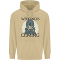 Weekend Funny Beer Cider Wine Alcohol Gin Mens 80% Cotton Hoodie Sand