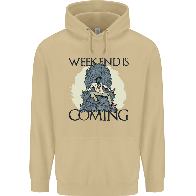 Weekend Funny Beer Cider Wine Alcohol Gin Mens 80% Cotton Hoodie Sand