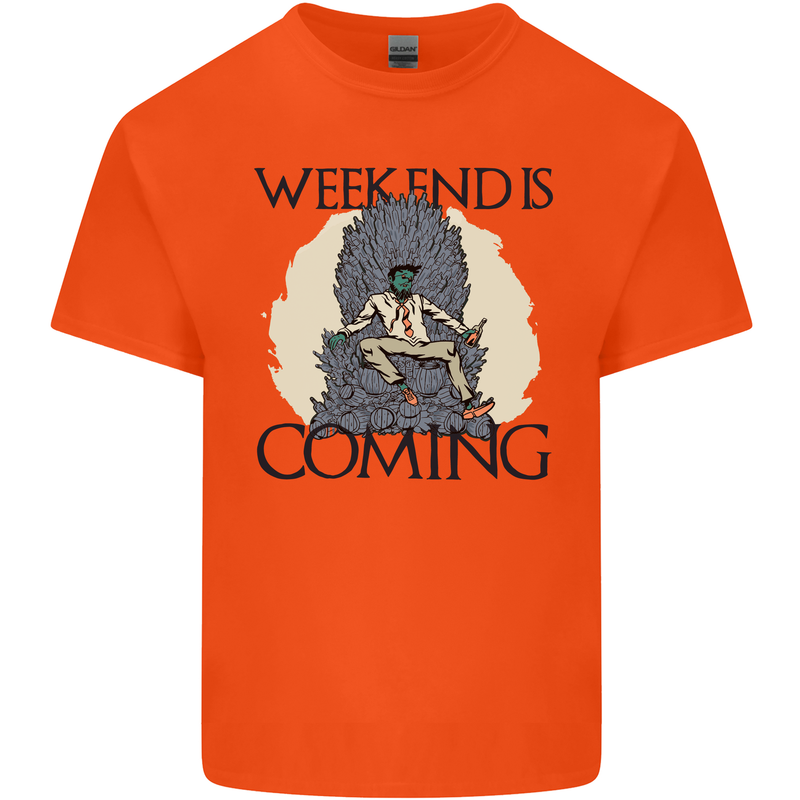 Weekend Funny Beer Cider Wine Alcohol Gin Mens Cotton T-Shirt Tee Top Orange