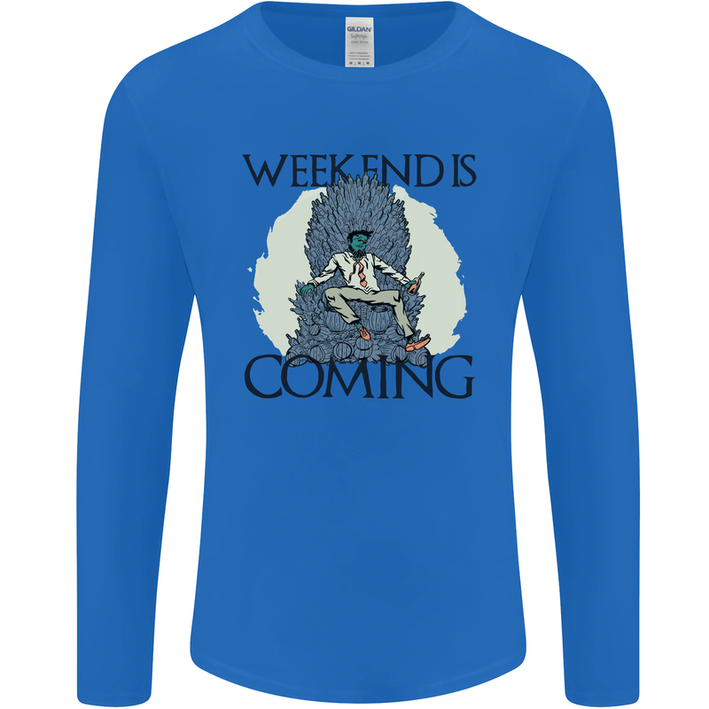 Weekend Funny Beer Cider Wine Alcohol Gin Mens Long Sleeve T-Shirt Royal Blue