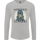 Weekend Funny Beer Cider Wine Alcohol Gin Mens Long Sleeve T-Shirt Sports Grey
