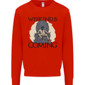 Weekend Funny Beer Cider Wine Alcohol Gin Mens Sweatshirt Jumper Bright Red