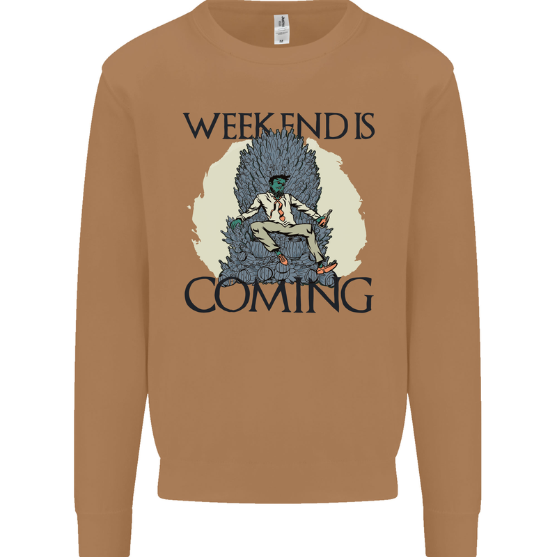 Weekend Funny Beer Cider Wine Alcohol Gin Mens Sweatshirt Jumper Caramel Latte