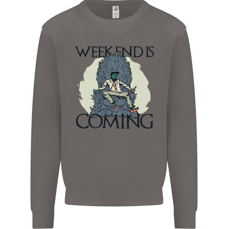 Weekend Funny Beer Cider Wine Alcohol Gin Mens Sweatshirt Jumper Charcoal