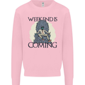 Weekend Funny Beer Cider Wine Alcohol Gin Mens Sweatshirt Jumper Light Pink