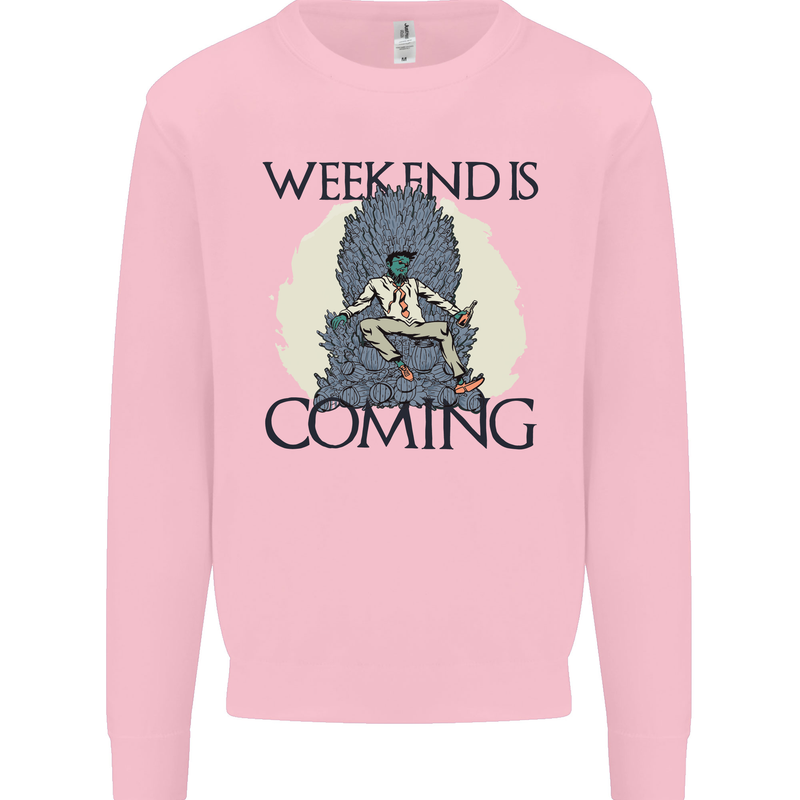Weekend Funny Beer Cider Wine Alcohol Gin Mens Sweatshirt Jumper Light Pink