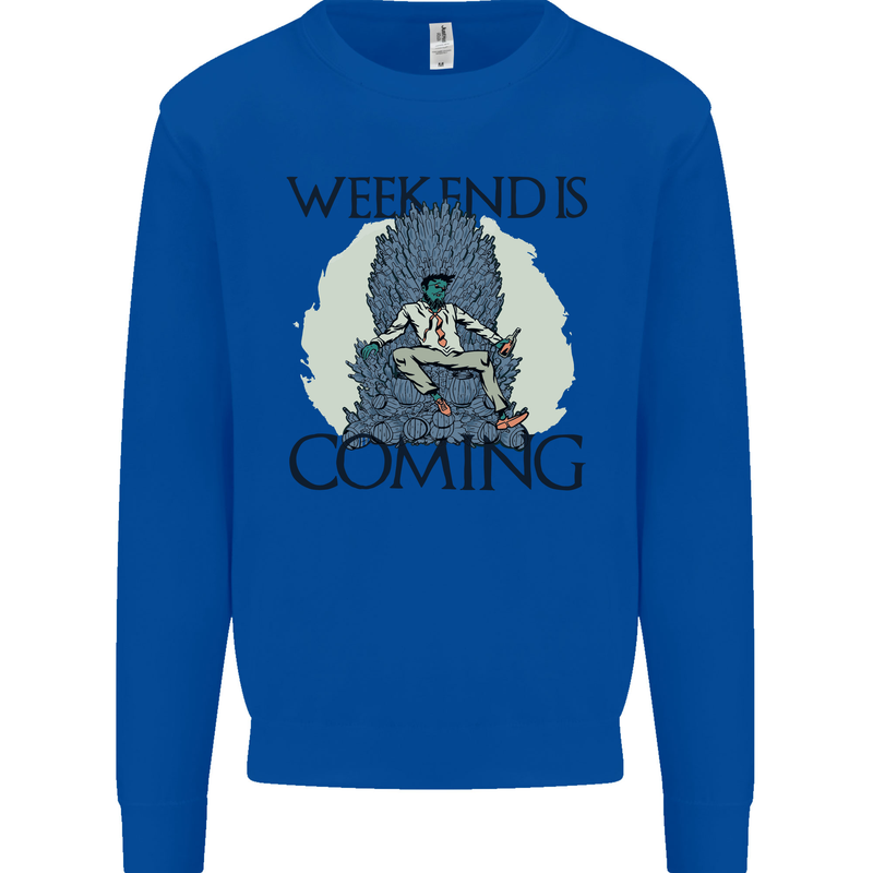 Weekend Funny Beer Cider Wine Alcohol Gin Mens Sweatshirt Jumper Royal Blue
