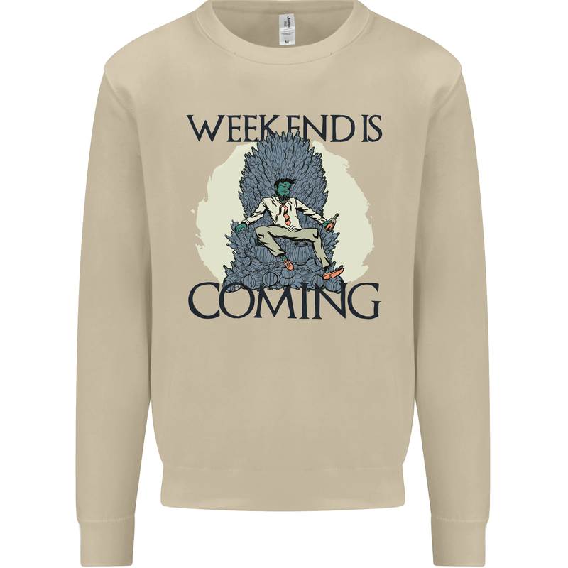 Weekend Funny Beer Cider Wine Alcohol Gin Mens Sweatshirt Jumper Sand