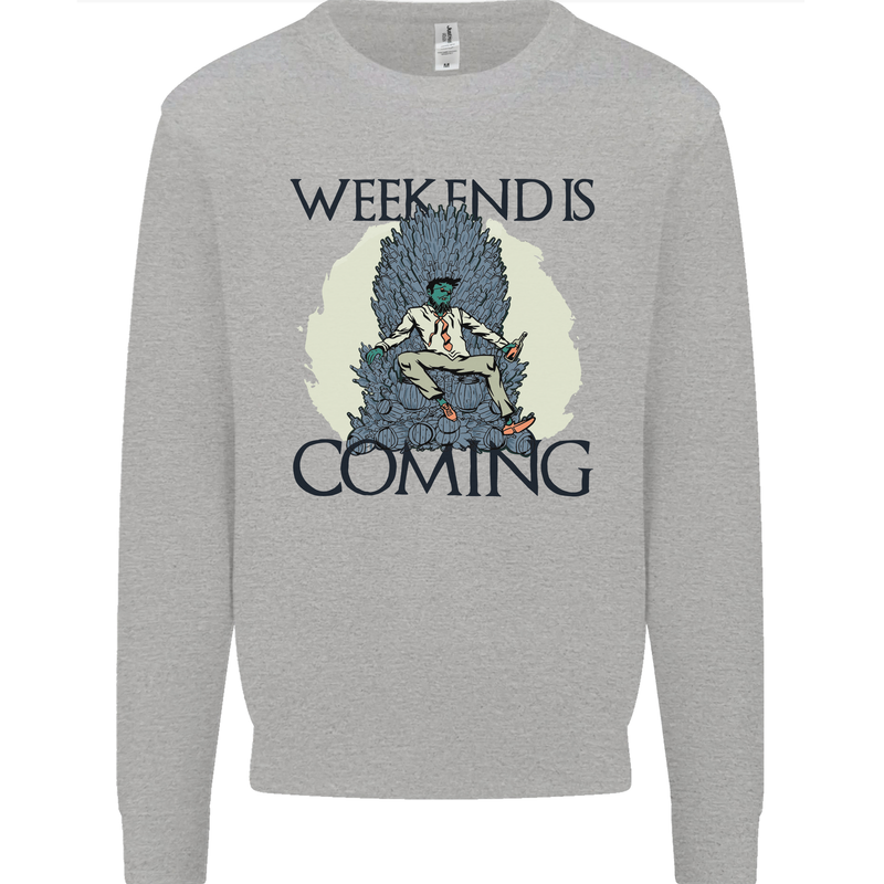 Weekend Funny Beer Cider Wine Alcohol Gin Mens Sweatshirt Jumper Sports Grey