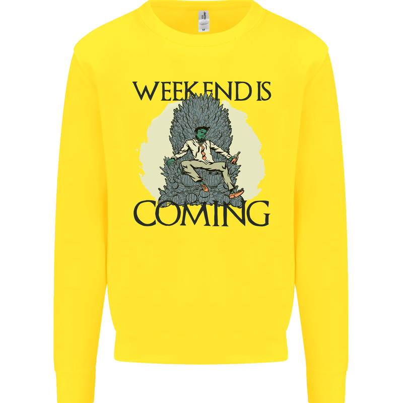 Weekend Funny Beer Cider Wine Alcohol Gin Mens Sweatshirt Jumper Yellow