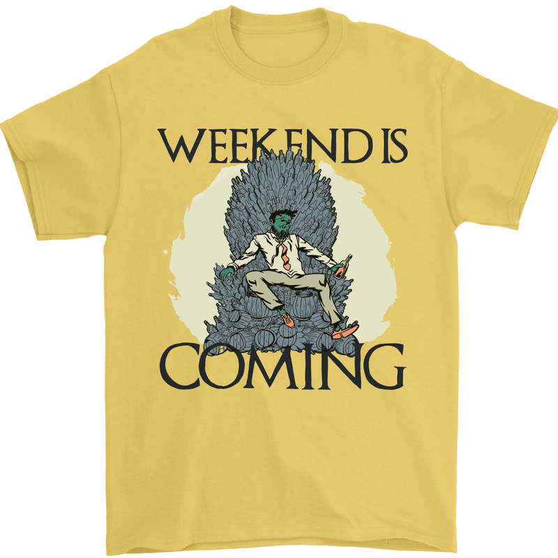 Weekend Funny Beer Cider Wine Alcohol Gin Mens T-Shirt 100% Cotton Yellow