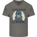 Weekend Funny Beer Cider Wine Alcohol Gin Mens V-Neck Cotton T-Shirt Charcoal