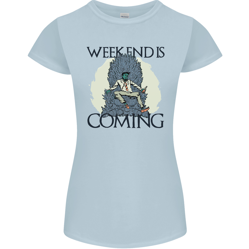 Weekend Funny Beer Cider Wine Alcohol Gin Womens Petite Cut T-Shirt Light Blue