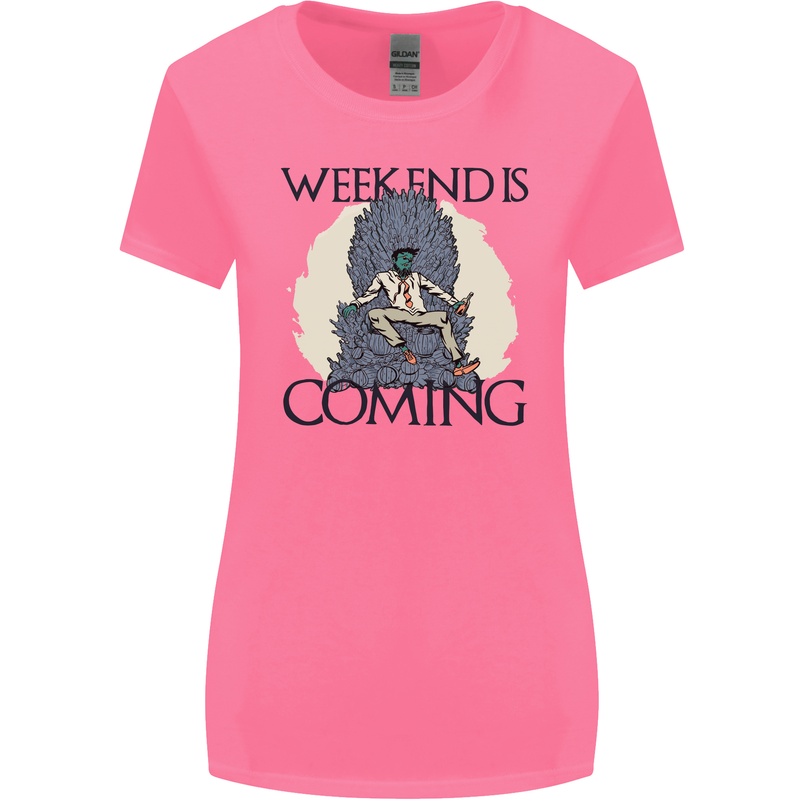 Weekend Funny Beer Cider Wine Alcohol Gin Womens Wider Cut T-Shirt Azalea