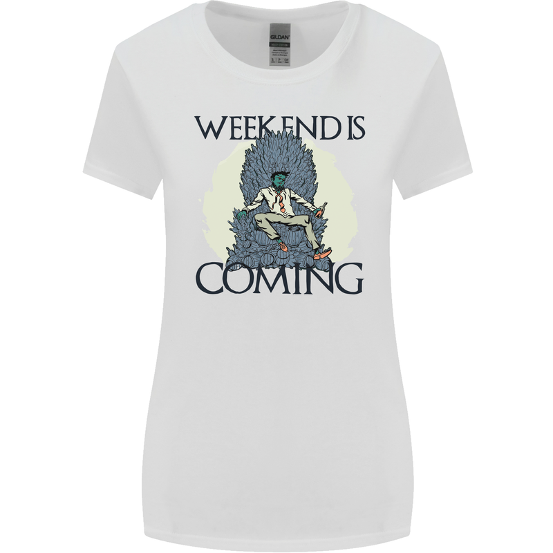 Weekend Funny Beer Cider Wine Alcohol Gin Womens Wider Cut T-Shirt White