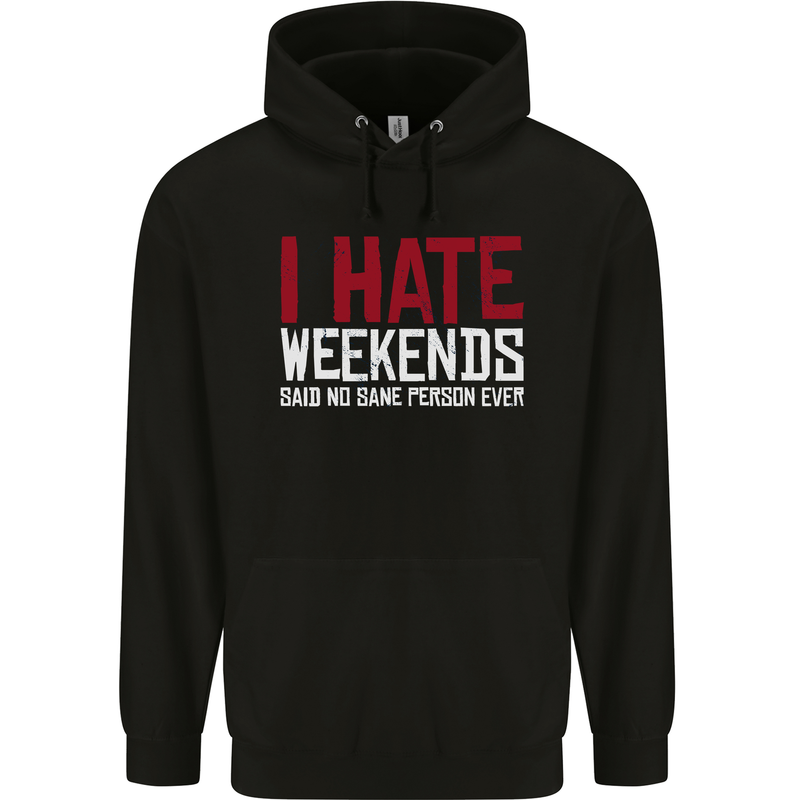 Weekends Funny Beer Alcohol Camping Cycling Childrens Kids Hoodie Black