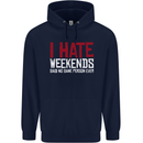 Weekends Funny Beer Alcohol Camping Cycling Childrens Kids Hoodie Navy Blue