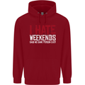 Weekends Funny Beer Alcohol Camping Cycling Childrens Kids Hoodie Red