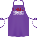 Weekends Funny Beer Alcohol Camping Cycling Cotton Apron 100% Organic Purple