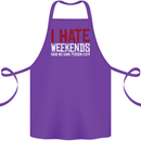 Weekends Funny Beer Alcohol Camping Cycling Cotton Apron 100% Organic Purple
