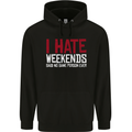 Weekends Funny Beer Alcohol Camping Cycling Mens 80% Cotton Hoodie Black