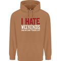 Weekends Funny Beer Alcohol Camping Cycling Mens 80% Cotton Hoodie Caramel Latte