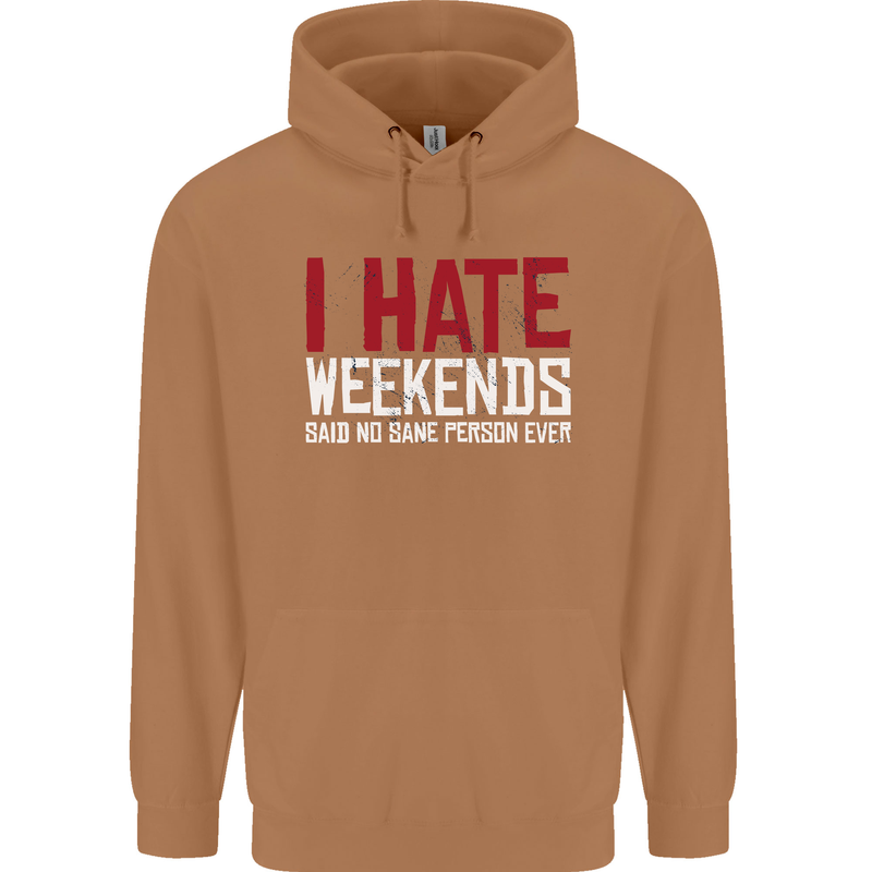 Weekends Funny Beer Alcohol Camping Cycling Mens 80% Cotton Hoodie Caramel Latte