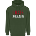 Weekends Funny Beer Alcohol Camping Cycling Mens 80% Cotton Hoodie Forest Green