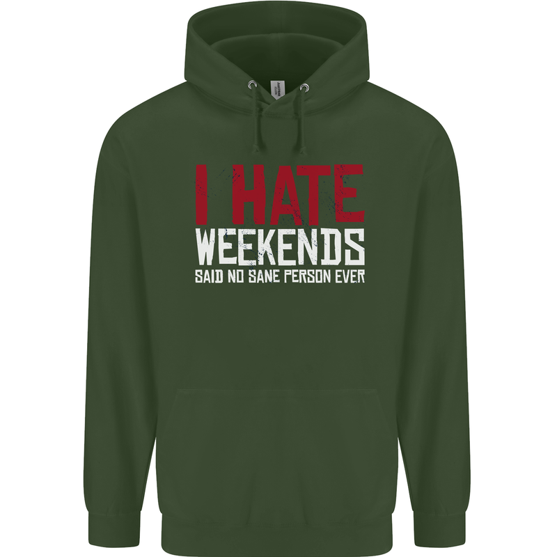 Weekends Funny Beer Alcohol Camping Cycling Mens 80% Cotton Hoodie Forest Green