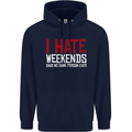 Weekends Funny Beer Alcohol Camping Cycling Mens 80% Cotton Hoodie Navy Blue