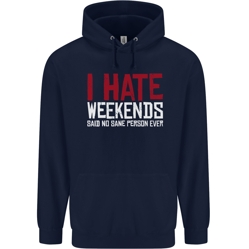 Weekends Funny Beer Alcohol Camping Cycling Mens 80% Cotton Hoodie Navy Blue