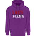 Weekends Funny Beer Alcohol Camping Cycling Mens 80% Cotton Hoodie Purple