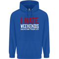 Weekends Funny Beer Alcohol Camping Cycling Mens 80% Cotton Hoodie Royal Blue