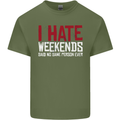 Weekends Funny Beer Alcohol Camping Cycling Mens Cotton T-Shirt Tee Top Military Green