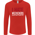 Weekends Funny Beer Alcohol Camping Cycling Mens Long Sleeve T-Shirt Red