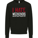 Weekends Funny Beer Alcohol Camping Cycling Mens Sweatshirt Jumper Black