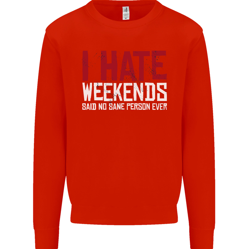 Weekends Funny Beer Alcohol Camping Cycling Mens Sweatshirt Jumper Bright Red