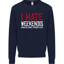 Weekends Funny Beer Alcohol Camping Cycling Mens Sweatshirt Jumper Navy Blue
