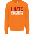 Weekends Funny Beer Alcohol Camping Cycling Mens Sweatshirt Jumper Orange