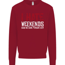 Weekends Funny Beer Alcohol Camping Cycling Mens Sweatshirt Jumper Red